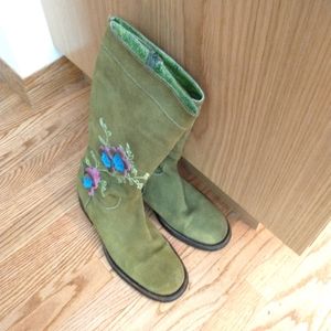 Chartreuse Suede Boots